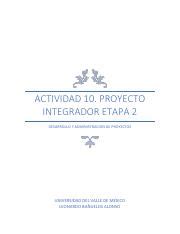 A10 LBA Pdf ACTIVIDAD 10 PROYECTO INTEGRADOR ETAPA 2 DESARROLLO Y