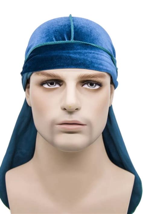 Unisex Women Men Velvet Durag Long Tail Headwrap Bandana Elastic Durags