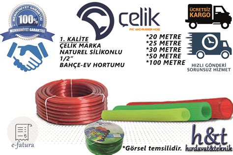 Çelik Naturel Silikonlu Bahçe Su Hortumu 15 20 25 30 50 100 Metre