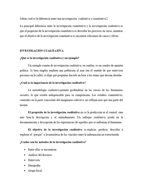 Diferencia Entre Una Investigación Cualitativa Y Cuantitativa Pdf