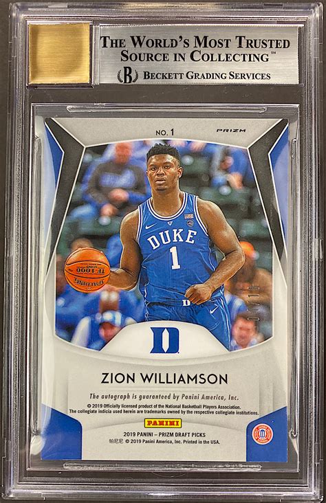 Lot Detail Zion Williamson Panini Prizm Draft Picks Green