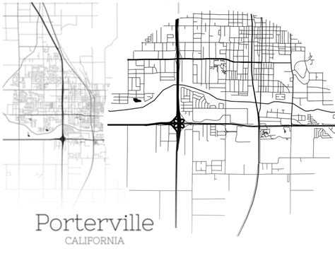 Porterville Map Instant Download Porterville California City Etsy