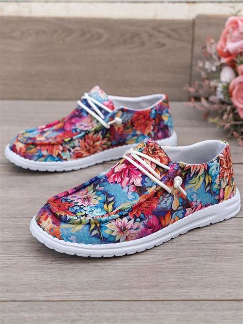 Damen Casual Leinwand Schuhe Mit Blumen Muster Atmungsaktiv Und