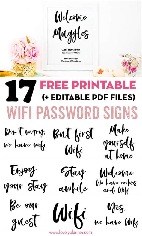 Free Printable Wifi Password Signs Editable Pdf Lovely Planner