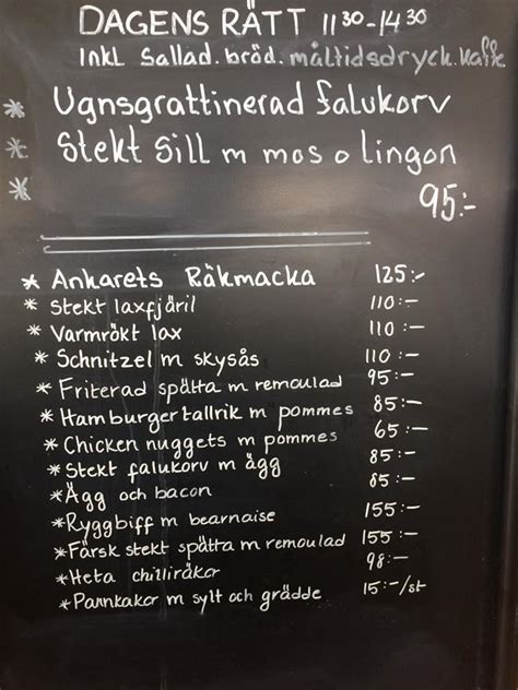 Menu At Restaurang Ankaret Restaurant Helsingborg