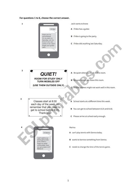 Reading Ket Part 1 Esl Worksheet By Alziraferraz