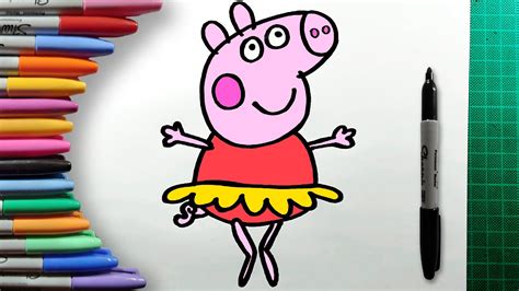 Cómo Dibujar y Colorear a Peppa Pig Bailando Paso a Paso Fácil para