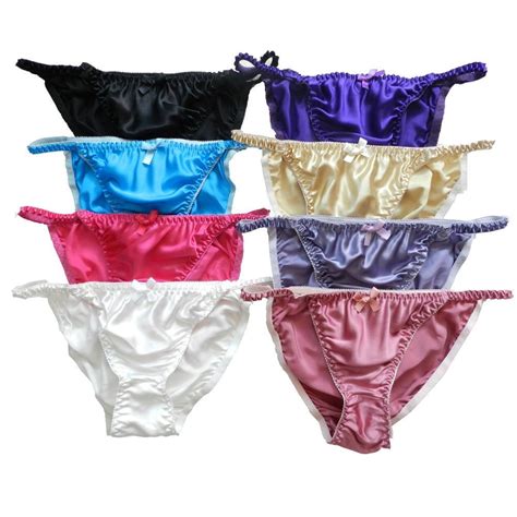 8pcs 100 Silk Womens String Bikinis Panties S M L Xl Xxl27 42multicolor String Bikini