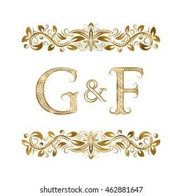 Cf Vintage Initials Logo Symbol Letters Stock Vector Royalty Free