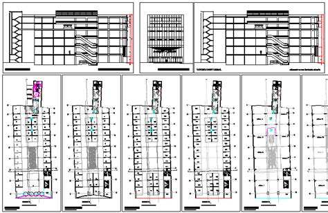 Shopping mall elevation, section and floor plan layout details dwg file ...