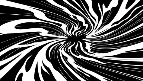 Black and white flat background with spiral energy swirl. Spiral tunnel ...