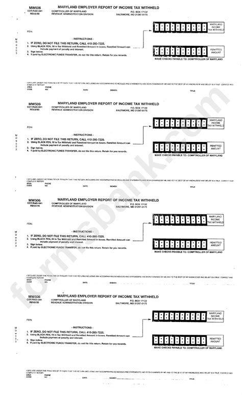 Form Mw506 - Maryland Employer Report Of Income Tax Withheld printable ...