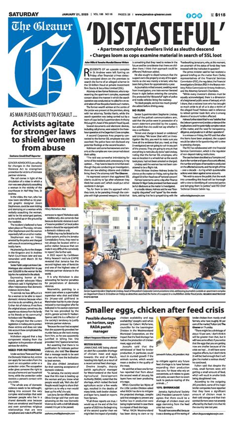 Jamaica Gleaner On Twitter Saturday S Front Page Of The Gleaner Pick