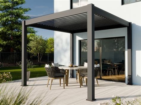 Pérgola Autoportante Bioclimática de Aluminio 9m² 3X3m Gris