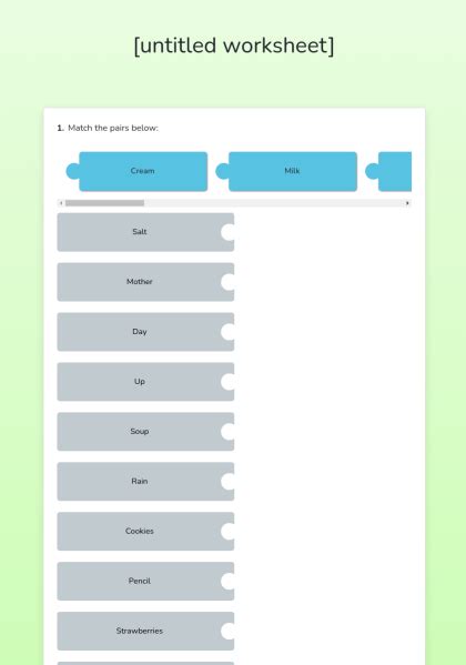 Match The Pairs Interactive E Worksheet Quickworksheets