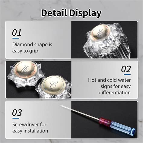 Bathroom Faucet Knobs Replacement Hot Cold Handles With Screwdriver