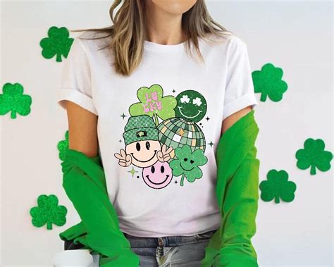 St Patricks Day Smiley Face Shirt Shamrock Retro Tee St Patrick Era