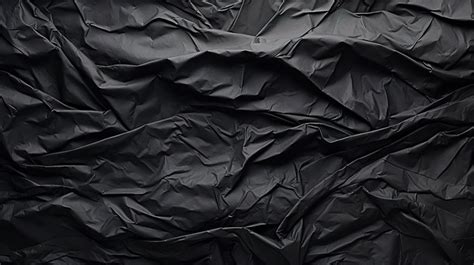 Crumpled Paper Ragged And Creased Dark Black Revealing Torn Texture