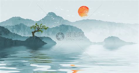 中国风山水画插画图片下载 正版图片401400854 摄图网