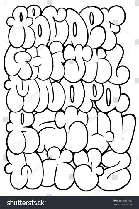 Graffiti Letters Sketch Alphabet Bubble Stock Illustration 532057237 ...