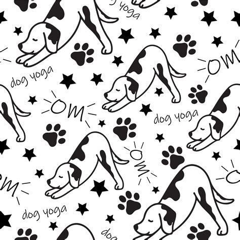 pattern with an icon of a dog doing yoga, namely in the downward dog