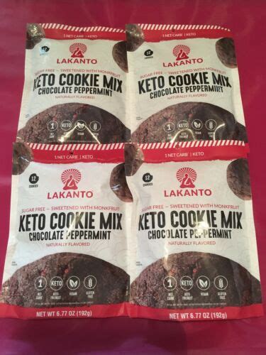 4 LAKANTO Chocolate Peppermint Keto COOKIE MIX Monk Fruit 6 77 Oz