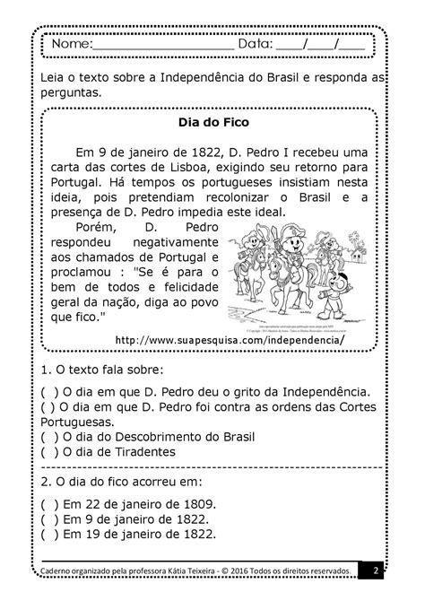 Exercicios Sobre A Independencia Do Brasil 5 Ano Com Gabarito - Exercicios Sobre A Independencia Do Brasil 5 Ano Com Gabarito - Cultura ...