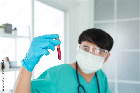 Doctor Hand Holding Test Tube Asian Doctor Holding Virus And Bacteria