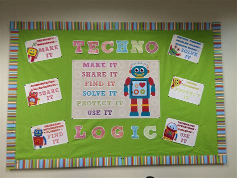 Techno Logic Computer Lab Bulletin Board With Iste Standards Computer Lab Teaching