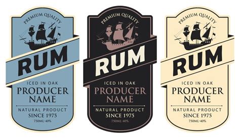 Premium Vector | Set of labels for bottle of rum