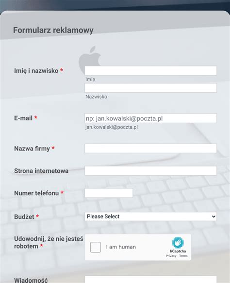 Podstawowy Formularz Zam Wienia Reklamy Szablon Formularza Jotform