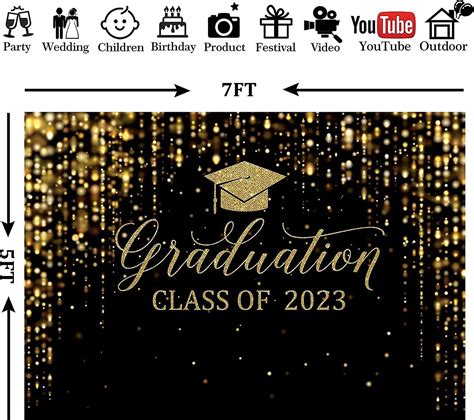 Msocio 7x5ft Durable Polyester Fabric Black Congrats Graduation