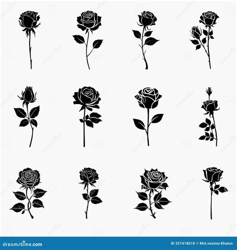 Rose silhouette vector stock illustration. Illustration of pattern ...