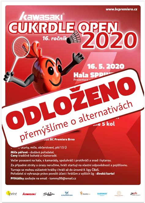 Turnaj Cukrdle Open odložen badminton je badec cz