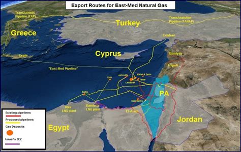 Figure 1 Existing And Potential Gas Pipelines In The East Mediterranean Begin Sadat Center For