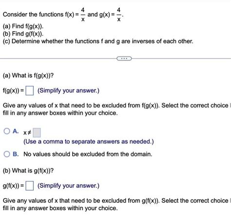 Solved 4 Consider The Functions Fx X And Gx 4 A