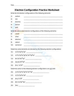 Electron Configuration Practice worksheets