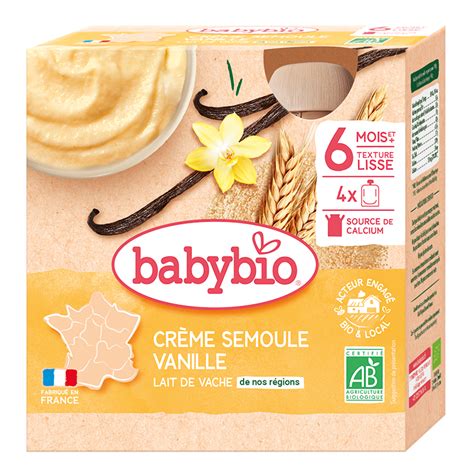 Dessert Lacté Bio Crème Semoule Vanille Bébé Dès 6 mois