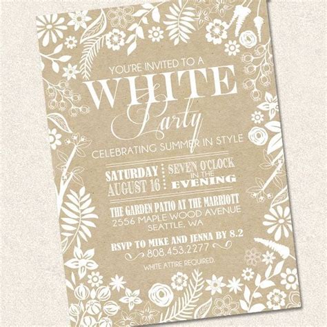 White Party Theme All White Party Invitation Fete Floral Wedding