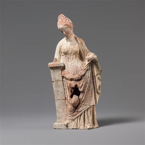 Terracotta Statuette Of A Woman Leaning On A Pillar Greek South