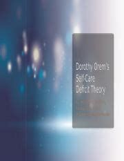 Orems Theory Autosaved Pptx Dorothy Orem S Self Care Deficit