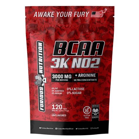 Aminoácido Bcaa 3K NO2 refil 120 capsulas Furious Nutrition Submarino