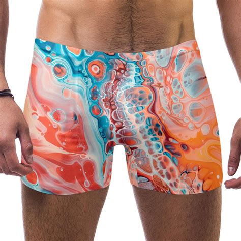 Jammers For Men Swim Briefs For Men Modern Abstract Art Pink Blue