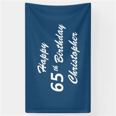 Personalized Name Happy 65th Birthday Blue Plaid Banner | Zazzle