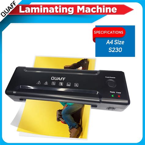 Quaff A4 Mini Laminating Machine Black S230 Max Laminate 125mic