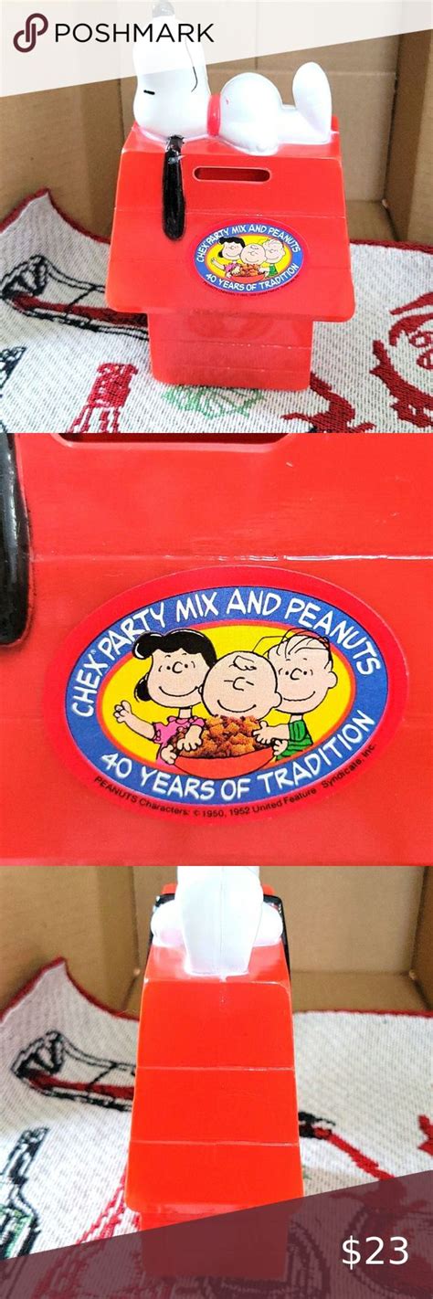 Peanuts Snoopy 40th Anniversary Bank Vintage Dog House Chex Party Mix