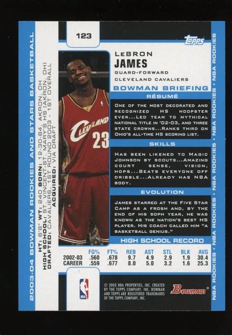 2003 04 Bowman 123 LeBron James Cleveland Cavaliers RC Rookie EBay