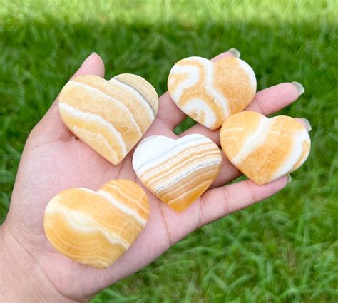 Orange Calcite Hearts You Choose Orange Banded Calcite Orange