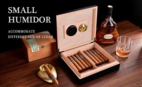 Cigarloong Cigar Humidor Travel Cedar Wood Black Desktop Box With