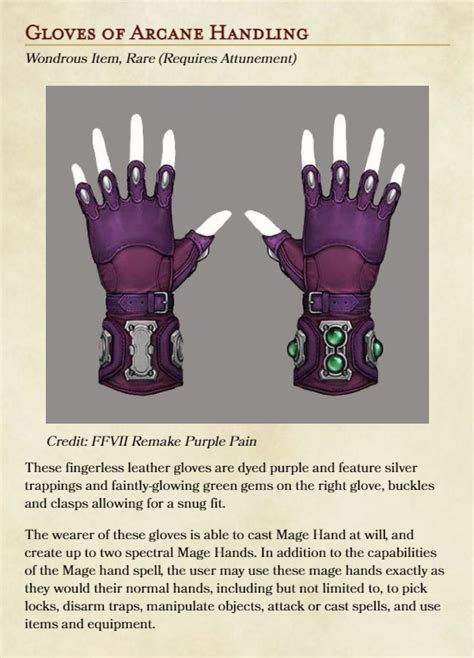 Gloves Of Arcane Handling 5e Unearthedarcana Dnd Dragons Dandd